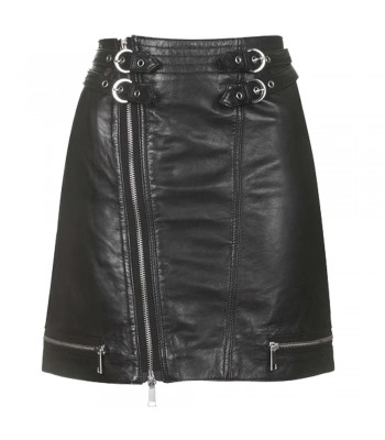 Women's Black Leather Biker Mini Skirt